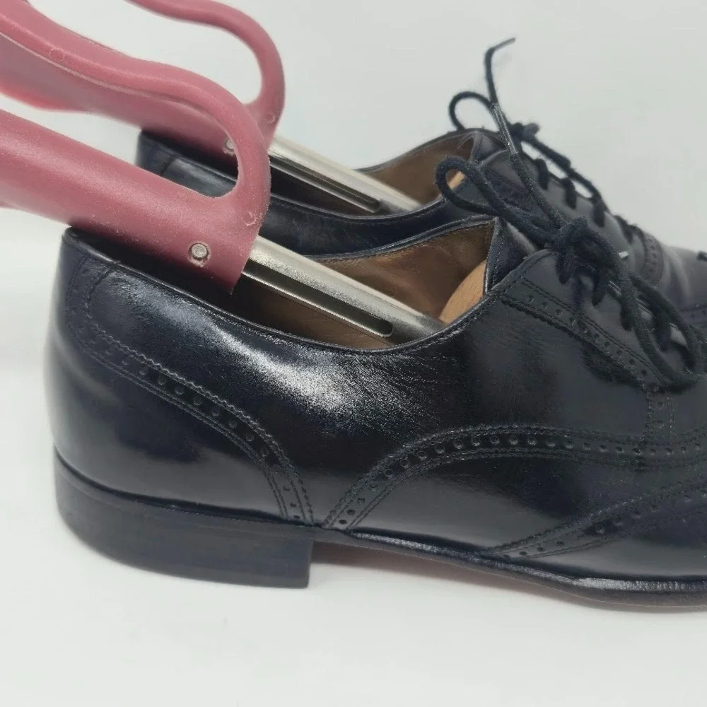 Bally of Switzerland Men's Wingtip Oxfords Size 7 D Black Leather Brogue Vintage